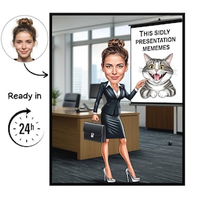 Administrative Assistant cartoon Portrait, Assistant gift, Custom Assistant Caricature, Assistant caricature from photo, Assistant portrait