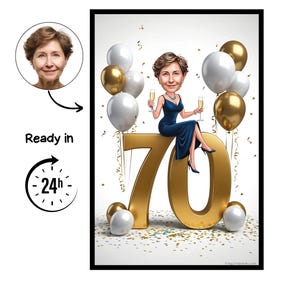 Biglietto Auguri compleanno migliori anni 70 ANNI con pacchetti regalo