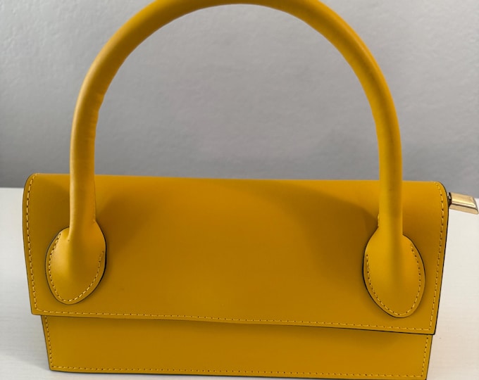 Genuine leather top handle purse