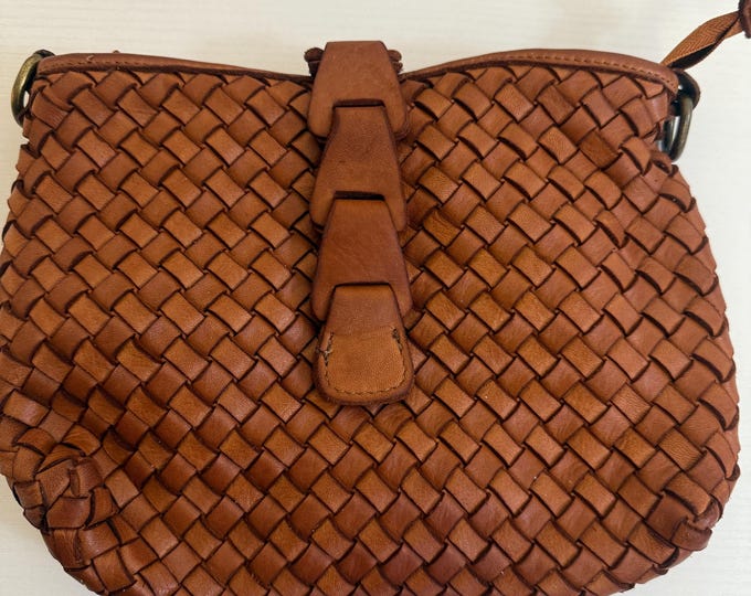 Brown Braid Genuine Leather Sling bag