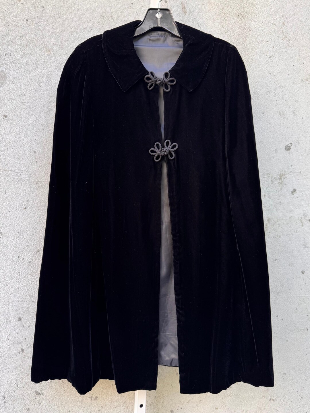 Black Velvet Cape With Knot Buttons - Etsy