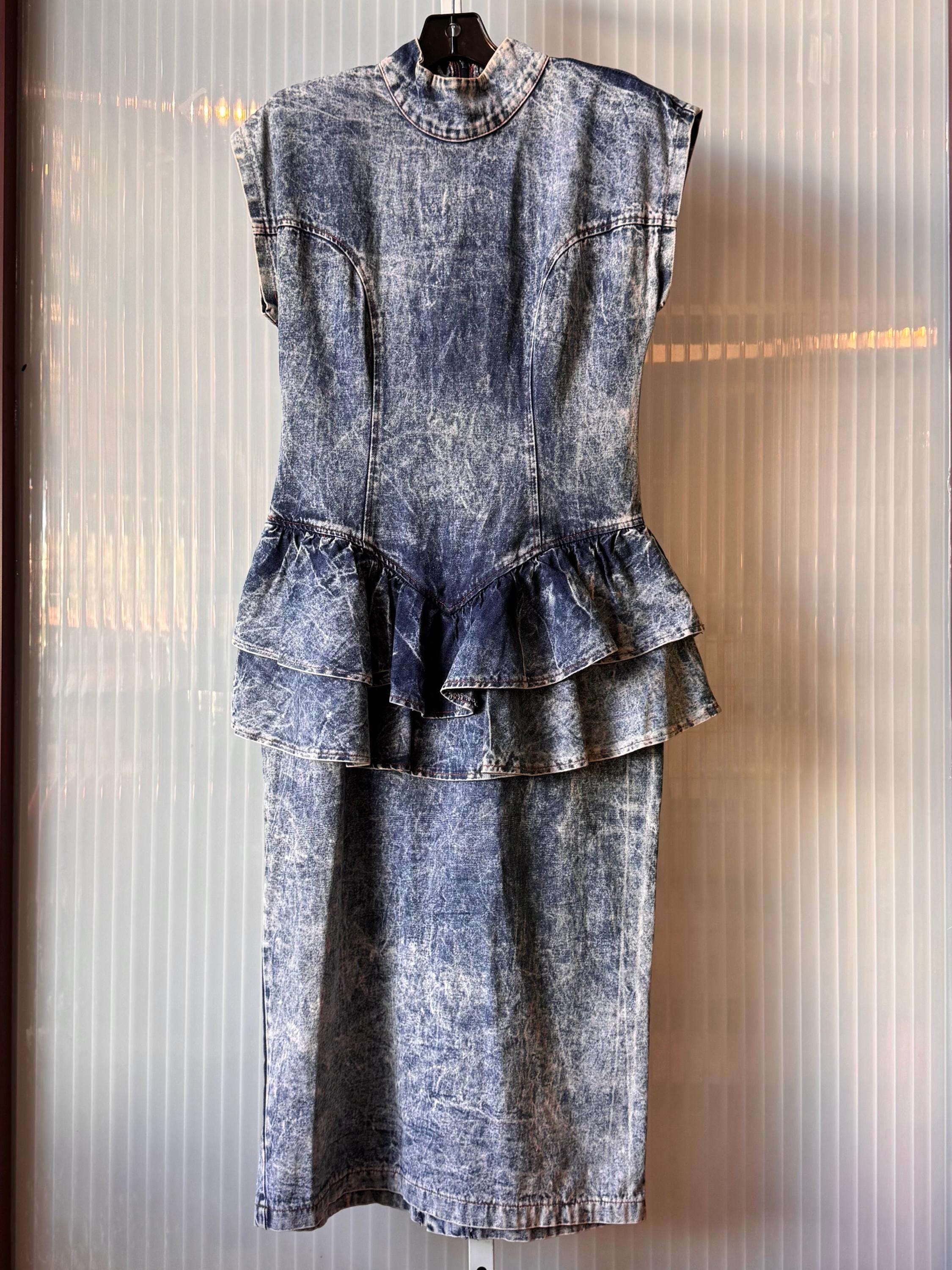 Vintage 80s Acid Wash Denim Dress