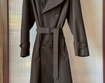 Vintage 80s Designer Christian Dior Monsieur Faux Fur Lined Trench