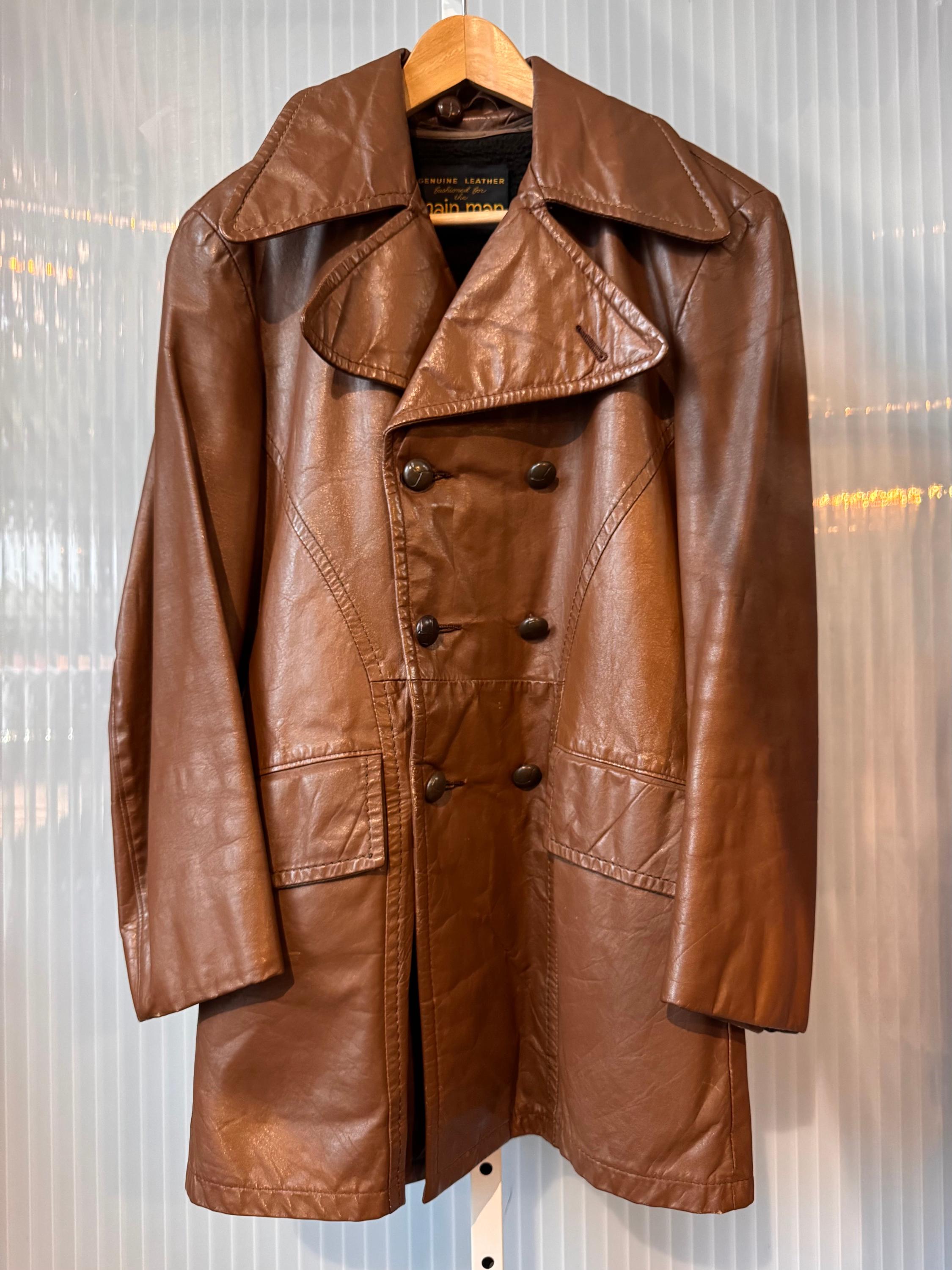 Italia製 70's~ leather colour double jac 1970s Brown Double-breasted Leather Jacket - Etsy