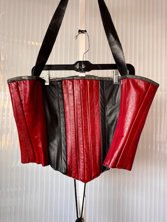 Red & Black Leather Corset - image 1