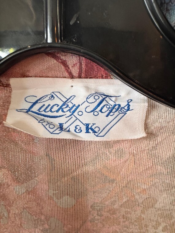 1970s Red & Brown Point Collar Button Up Shirt - image 3