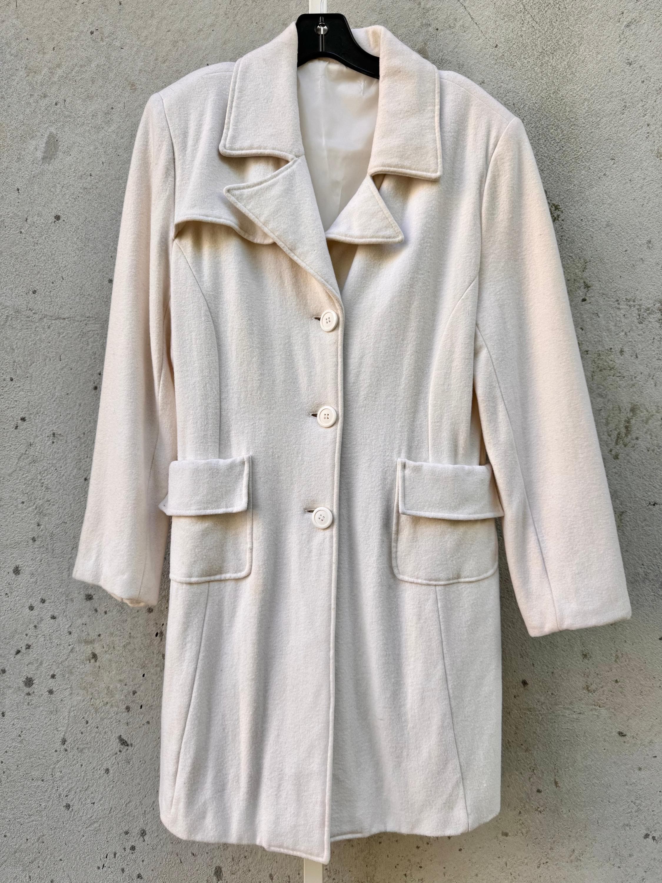 1980s/90s off White Wool Blend Coat With Notched Lapel - Etsy