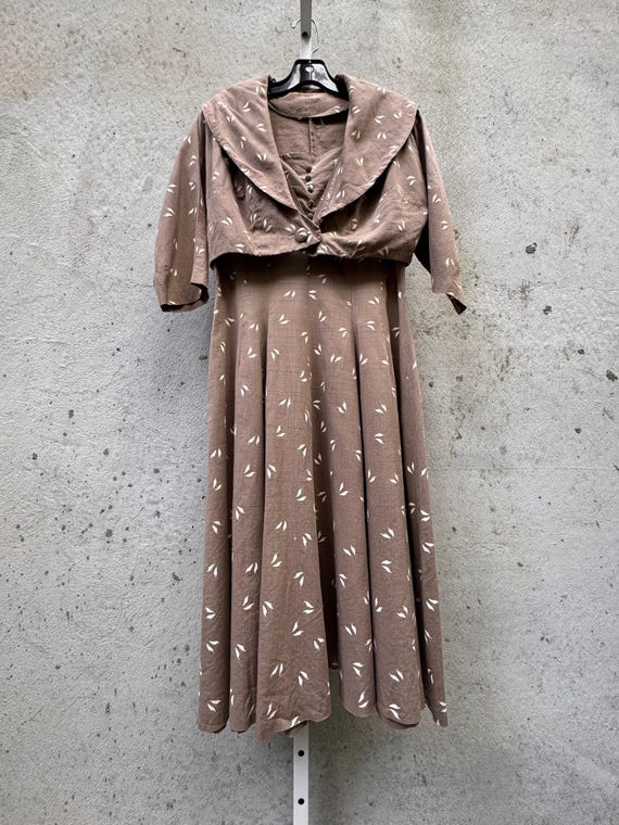 1950s Taupe Fit & Flare Dress and Jacket Set - Etsy New Zealand