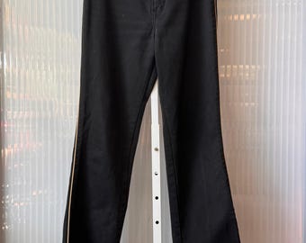 1980s Gloria Vanderbilt Black Denim Pants w/ Cream Piping