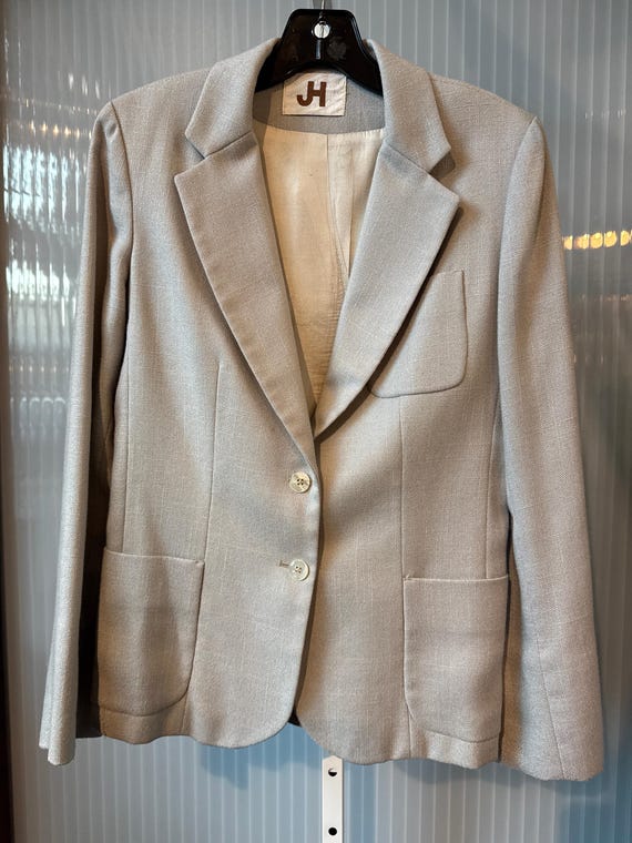 1980s Gray Blazer with Shell Buttons - image 1