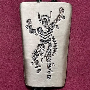 Engraved Dancing Native Man Bolo Tie