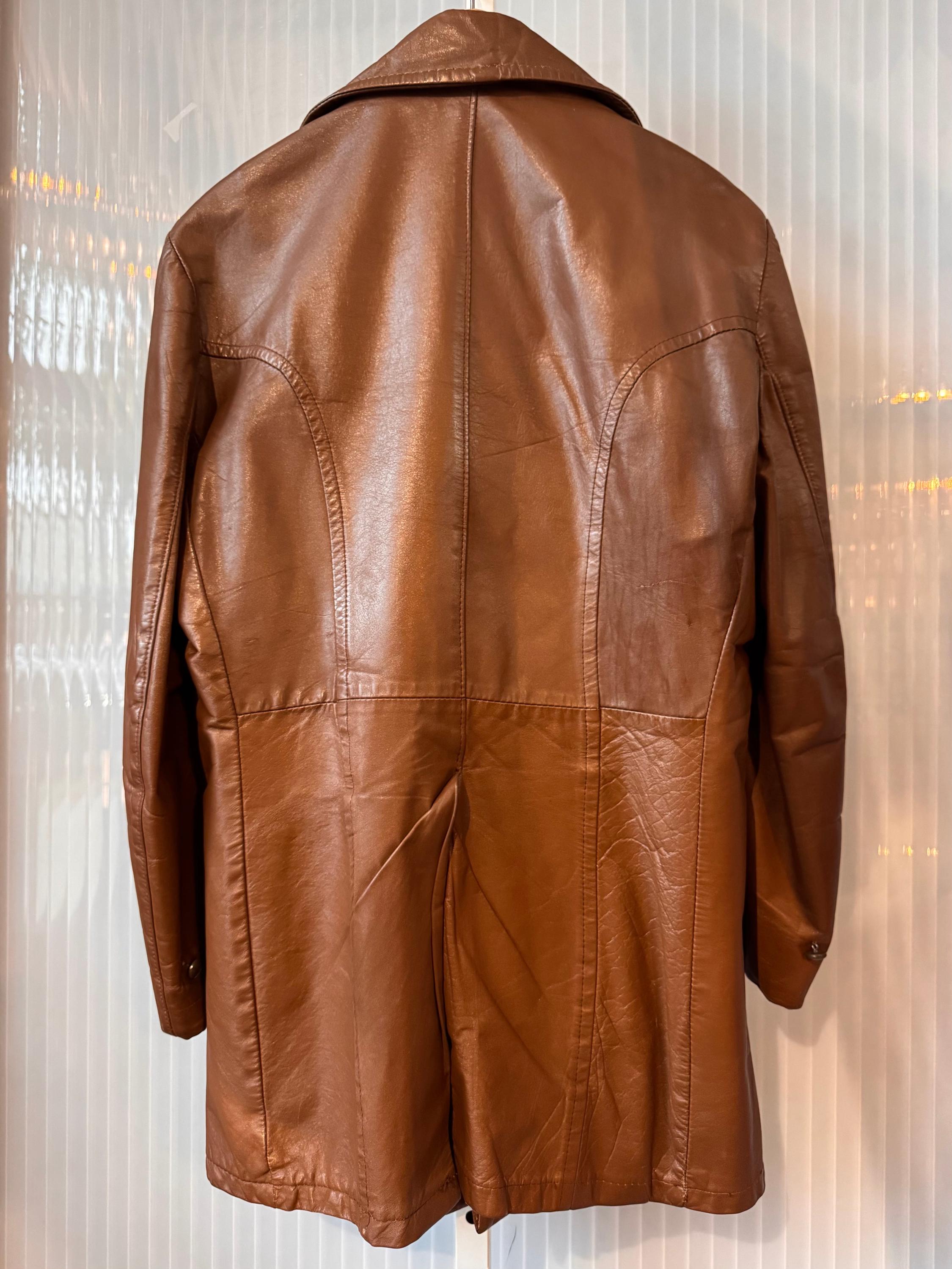 1970s Brown Double-breasted Leather Jacket - Etsy