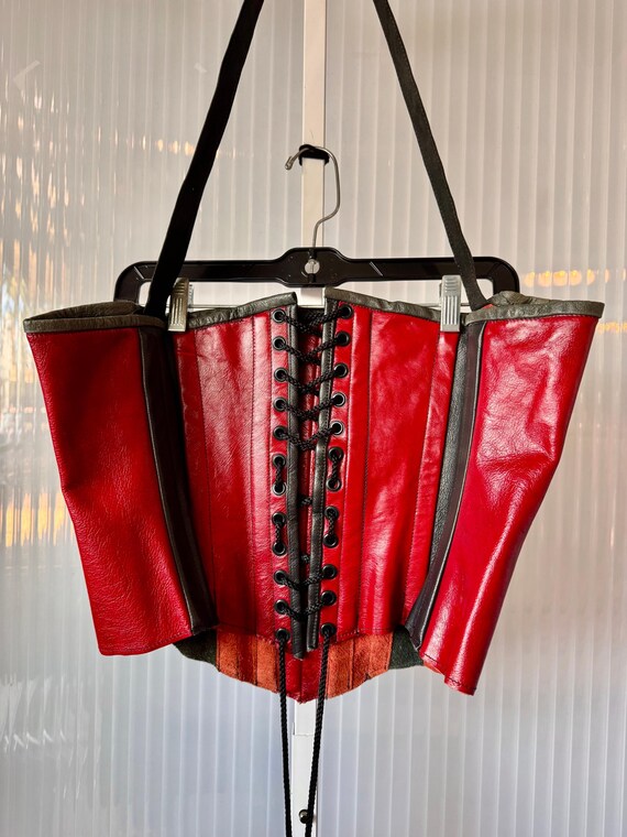Red & Black Leather Corset - image 2