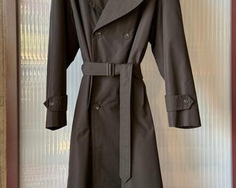 Vintage 80s Designer Christian Dior Monsieur Faux Fur Lined Trench