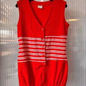 1970s Red & White Terrycloth Swimsuit