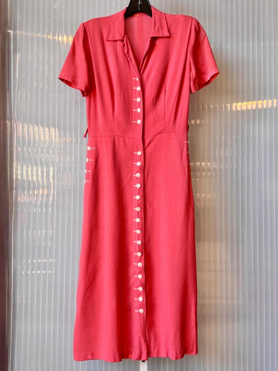 pink shirtwaist dress Happy Dot Shirtwaist Dress