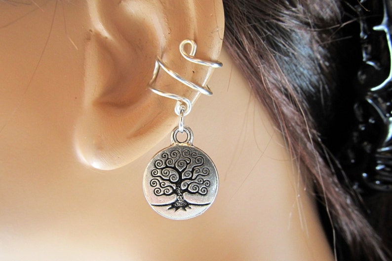Wire Ear Cuff Birthstone Silver Tierracast Tree of Life | Etsy