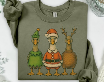 Vintage Goose Christmas Sweatshirt, Silly Goose Christmas Sweater, Funny Goose Top, Winter Goose Pullover, Cute Goose Crewneck Holiday Gift