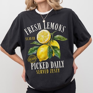 Comfort Colors, Fresh Lemons Unisex T-Shirt, Lemon Summer Shirt, Fresh Fruit Tee, Fruit Lover Gift, Lemonade Stand Top, Retro Lemon Shirt