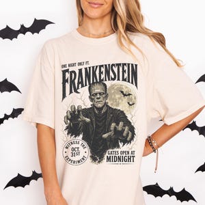 Frankenstein Shirt, Halloween Classic Monster T Shirt, Gothic Shirt, Retro Horror Tee, Spooky Graphic Tee, Vintage Carnival Attraction Shirt