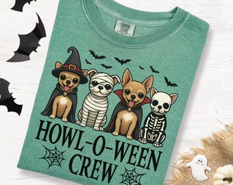 Halloween Chihuahua T-Shirt, Howl-O-Ween Crew Chihuahua Shirt, Unisex Chihuahua Owner Gift, Spooky Chihuahua Tee, Chihuahua Mom Shirt