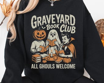 Halloween Book Club Sweatshirt, Bookish Halloween Sweater, Ghost Book Club Sweater, Spooky Book Sweatshirt, Book Lover Halloween
