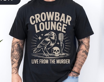 Crow and Skull T-Shirt, Spooky Crow Shirt, Dark Humor Tee, Retro Crow, Halloween Crow Shirt, Creey Cool Crow Tee, Funny Crow Tee