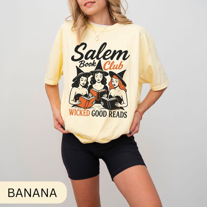 Halloween Book Club T-Shirt, Bookish Halloween Shirt, Witchy Book Tee, Literary Gift, Book Lover Halloween Top, Spooky Reading Shirt Banana