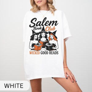 Halloween Book Club T-Shirt, Bookish Halloween Shirt, Witchy Book Tee, Literary Gift, Book Lover Halloween Top, Spooky Reading Shirt White
