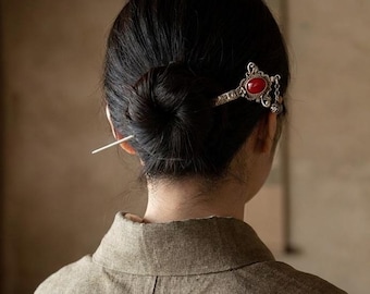 Old Japanese Brass Kanzashi Hair Pin | Antique Hair Ornament | Zen Wabi Sabi Collectible