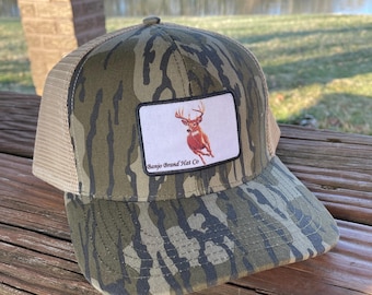 WhiteTail Deer Mossy Oak Bottomland Camo Trucker Hat