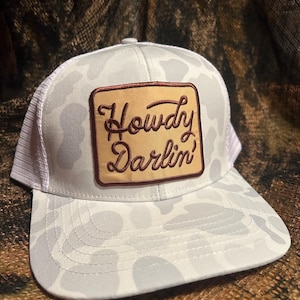 Howdy Darlin’ retro camo SnapBack trucker hat
