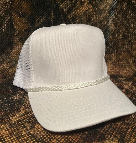 Blank White on White Rope Rim Trucker Hat