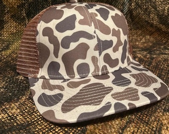 Cappello da camionista SnapBack marrone mimetico retrò vuoto