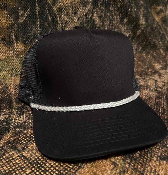 Blank Black Ropebrim SnapBack Hat