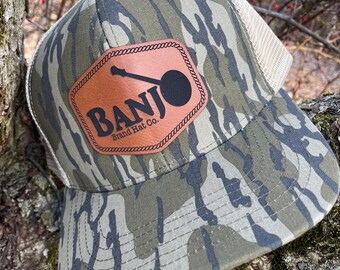 BBHC Leather Patch Mossy Oak Camo SnapBack Trucker Hat