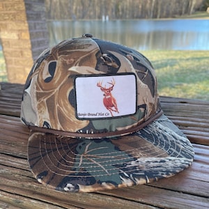 WhiteTail Deer Real Tree Camo Flat Brim SnapBack Hat