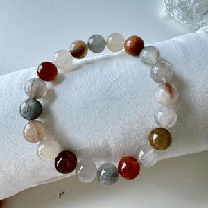 Cloud Veil | Rainbow Rabbit Hair Quartz Bracelet | 9mm | Intuition, Harmony, Inner Peace