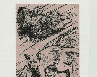 INSTANT PRINTABLE Art Print, Dog and Cat, Pen Drawing,DIY,Downloadable art instant print,Pet Portrait,Wall Art,RoomDecor,Pet Lovers Gift