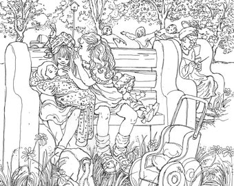 Adult Coloring Page House Of Cats Instant | Etsy