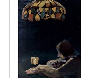 Girl Reading Original Oil Painting-8X10-Canvas Panel-Impressionism Original Art-handsigbned FineArt-Dark Painting