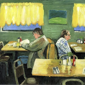 Diner Art Print from my original oil painting-people in a restaurant-interior scene-sunshine-handsigned Giclee Print by Patty Fleckenstein