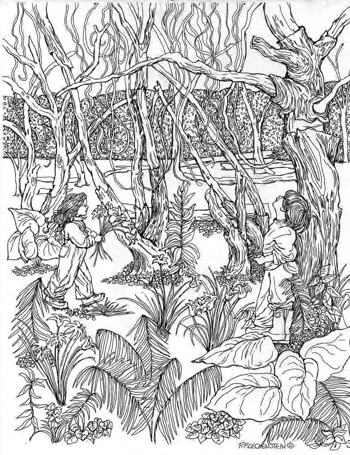 Download Coloring Page of Childhood Memories Realistic Pen Drawing to | Etsy