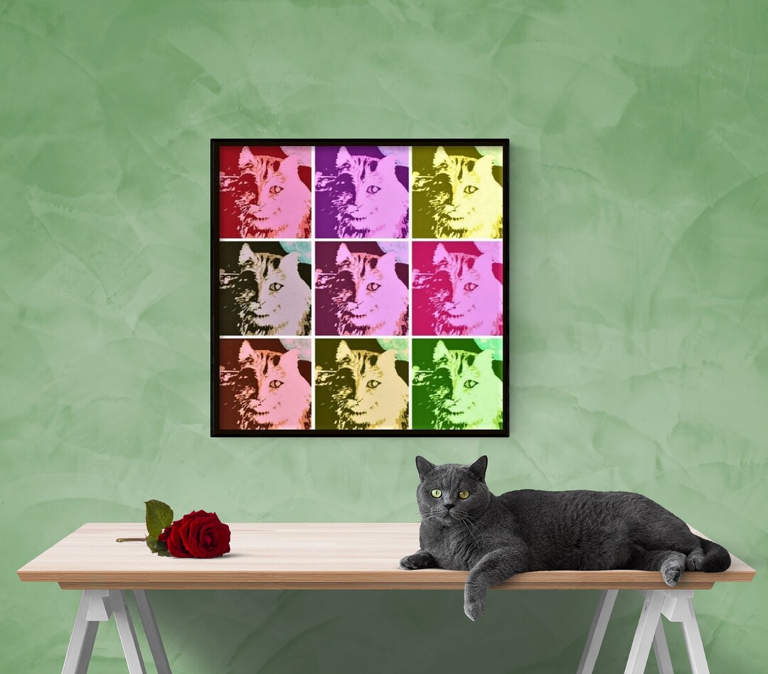 Pop Art Poster CAT ART Colorful Mosaic Cats Wall Art Poster Etsy