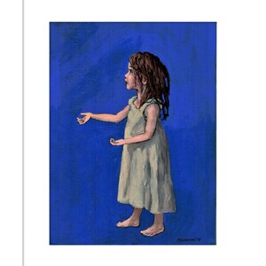 Girls room wall art, little girl in blue, child portrait, nursery decor, childrens room, Giclee Print of my original acrylic painting