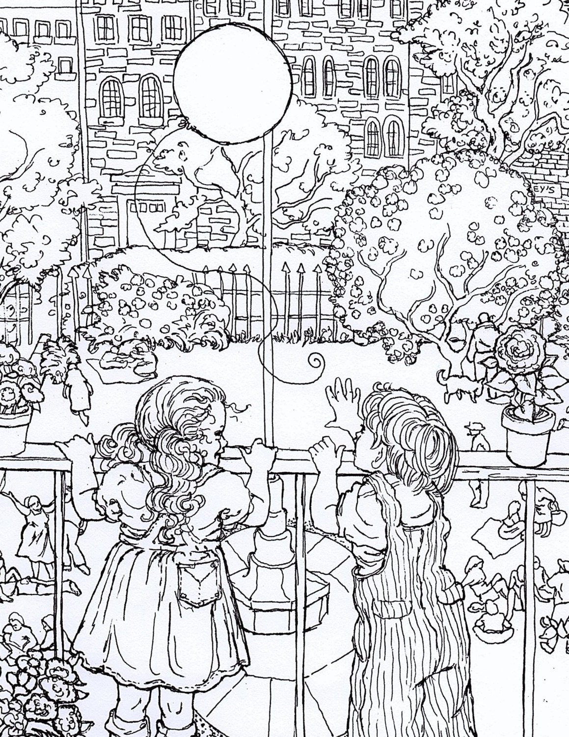 COLORING PAGE Instant Print Download Adult Color ArtPrint of | Etsy