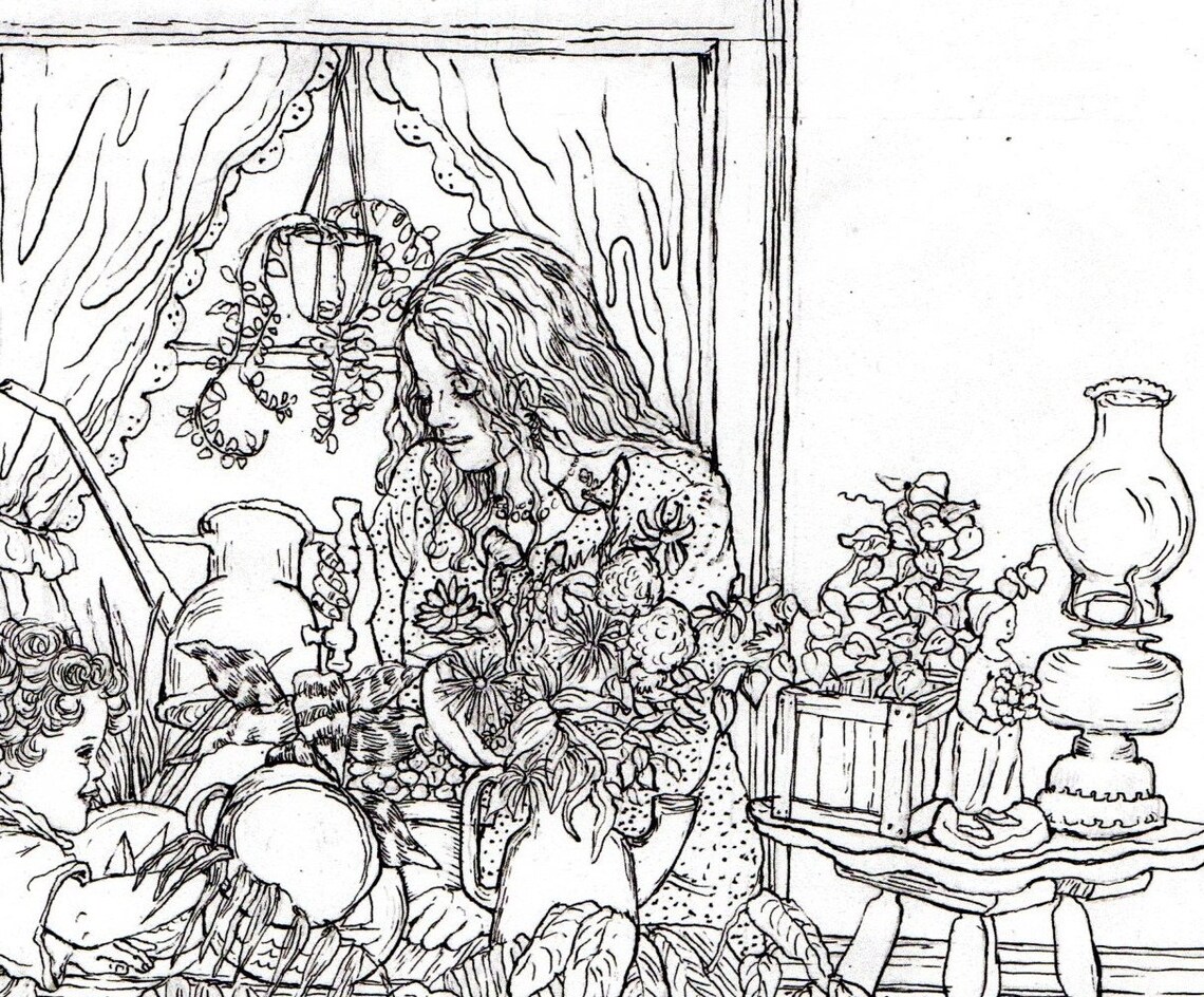 Adult Coloring Page - Instant Printable Download - Retro- Look ...
