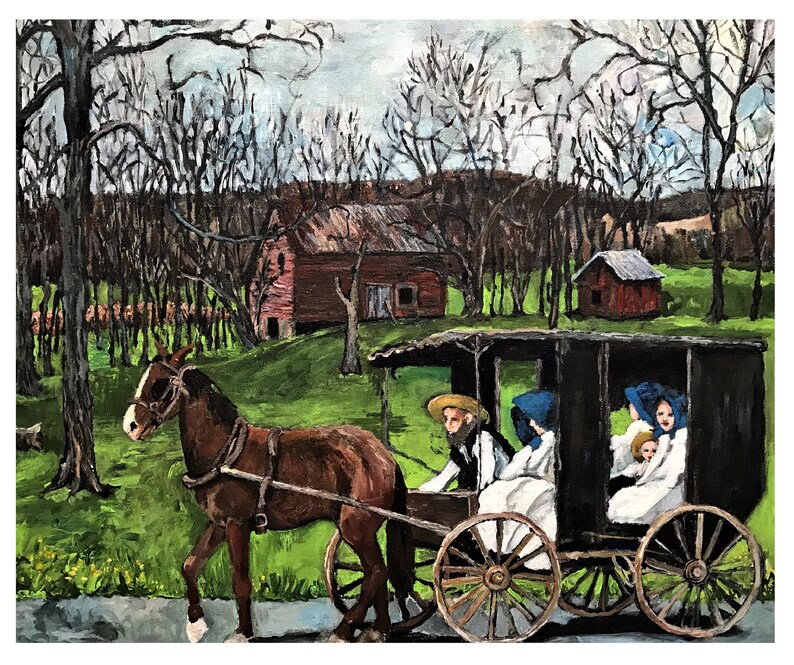 Amish Country Landscapeamish People Art Print From My Original Acrylic