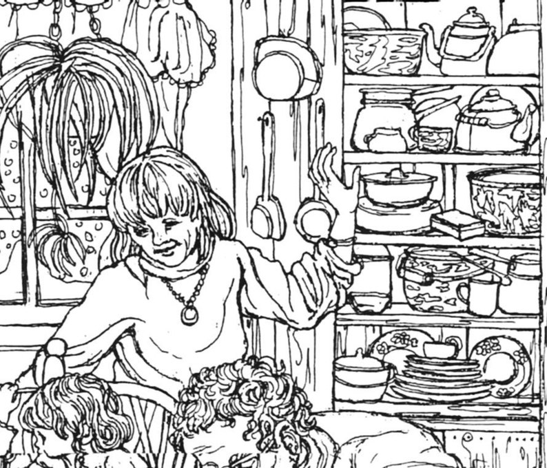 Adult Coloring Page - Family at Home - Instant Printable Download - a ...