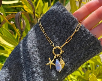 Gold stainless steel charm necklace